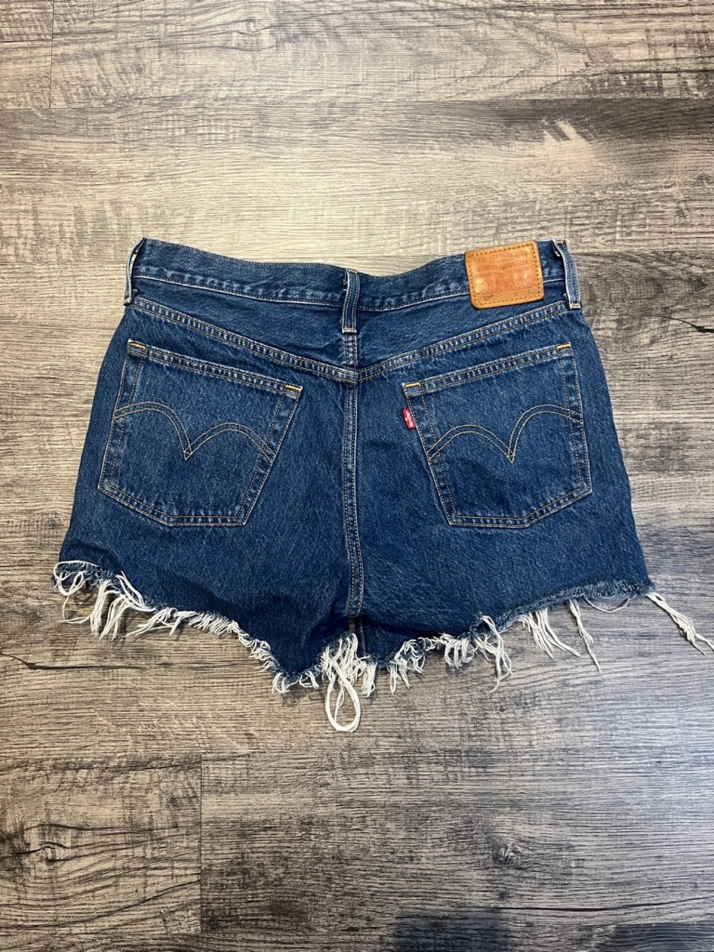 Levi's Indigo Blue Distressed Denim Cutoff Shorts